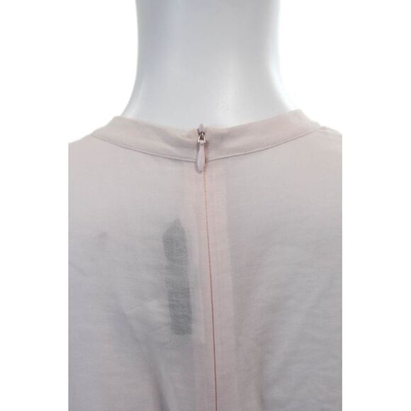 Morgane Le Fay Womens Back Zip Short Sleeve Sheer Blouse Pink Cotton Medium - Picture 4 of 6